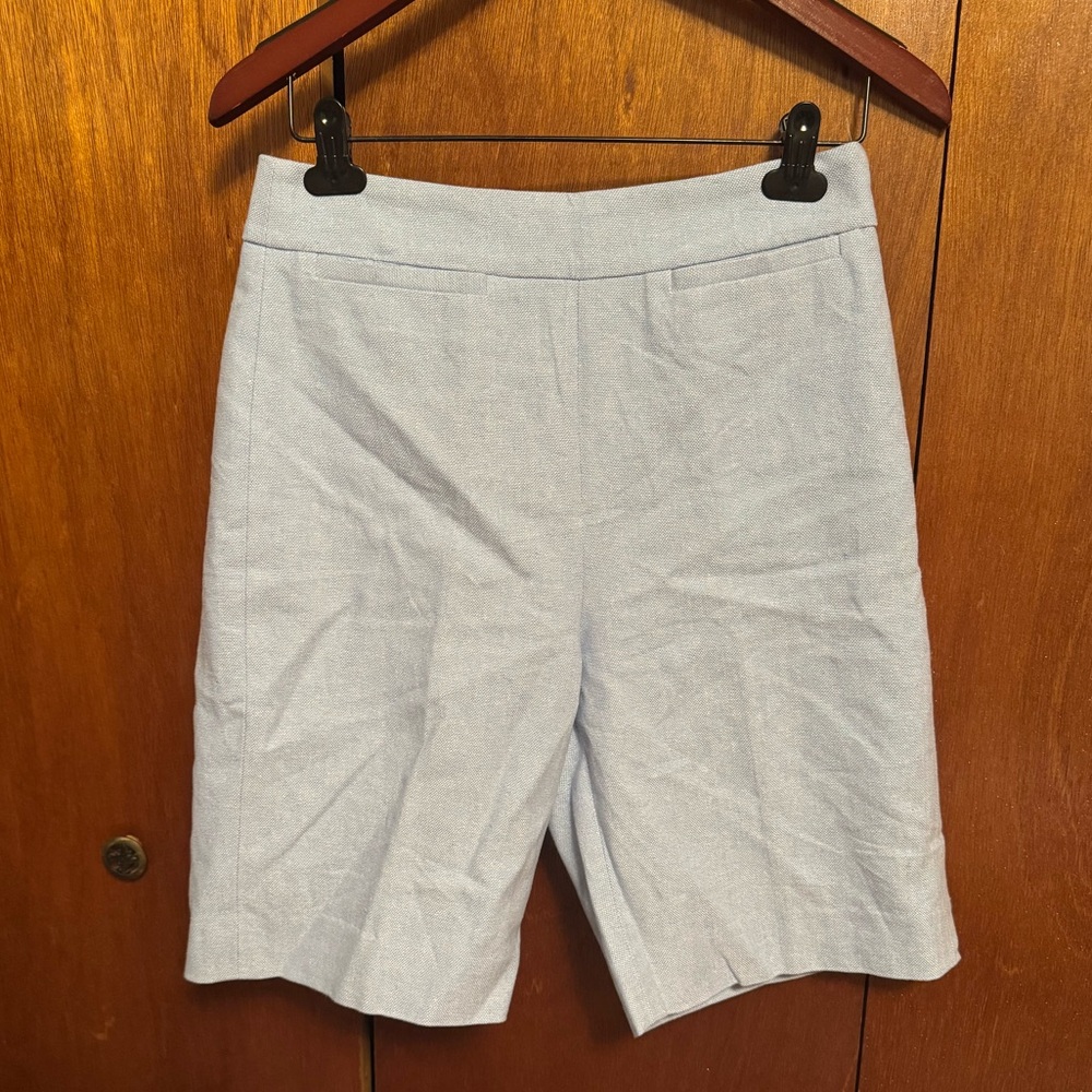 J. Crew Cotton Linen Blend Light Blue Bermuda Shorts Size 4 NWT